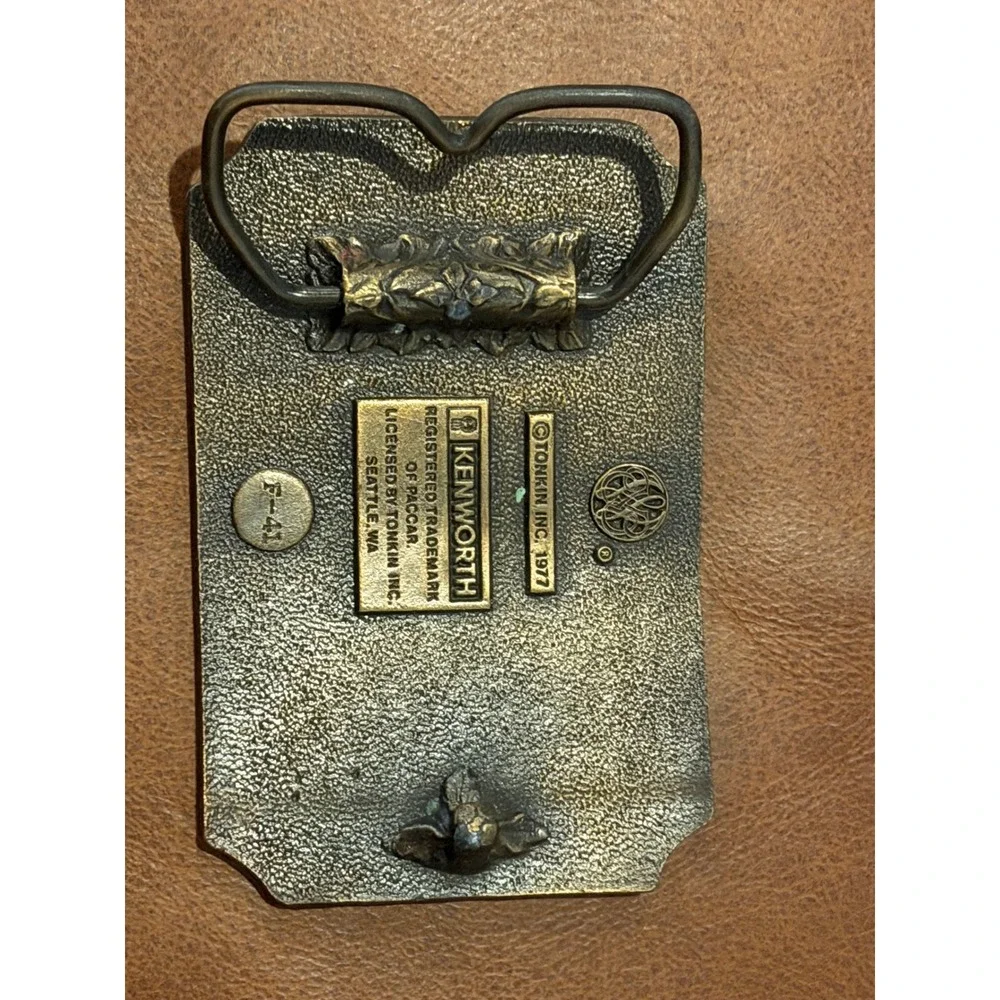 Vintage 1977 Kenworth Semi Truck Belt Buckle Tonkin F-41 Brass Tone Americana